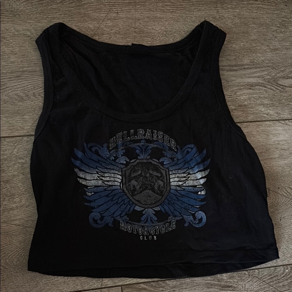 Urban Outfitters Black Graphic Crop Tank Top